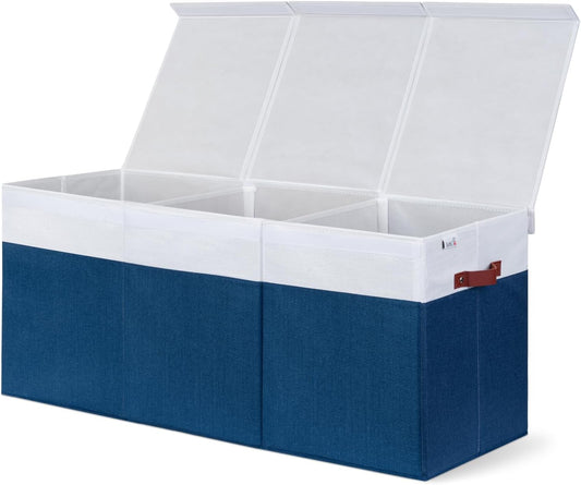 Extra Large Toy Storage Organizer with Lid - Sturdy, Collapsible Toy Chest Storage Box Design - Toys Bin with Dividers for Kids, Nursery, Bedroom, Playroom 37"X16"X14"