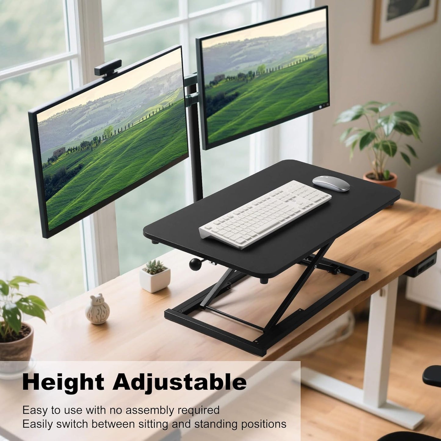 Standing Desk Converter Adjustable Height,Keyboard Riser for Stand up Desk Riser,Computer Keyboard Stand for Desktop,Ergonomic Sit Stand Computer Workstations Black Size 23.6 Inch