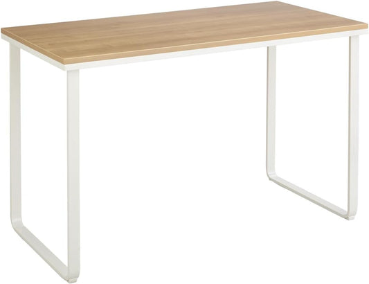 Simple Design Table Desk with Sled Base, , Beech Top White Legs (1943BHWH)
