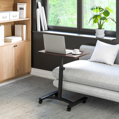 WEB162 Mobile Laptop Computer Desk Cart Height-Adjustable from 20.5" to 33", Slim, Walnut