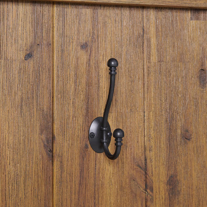 Bethel 70-Inch Acacia Wood Hall Tree with Bench, Storage Shelves & Metal Coat Hooks – Entryway Organizer for Mudroom, Hallway, or Kitchen (Natural Aged Brown Finish)
