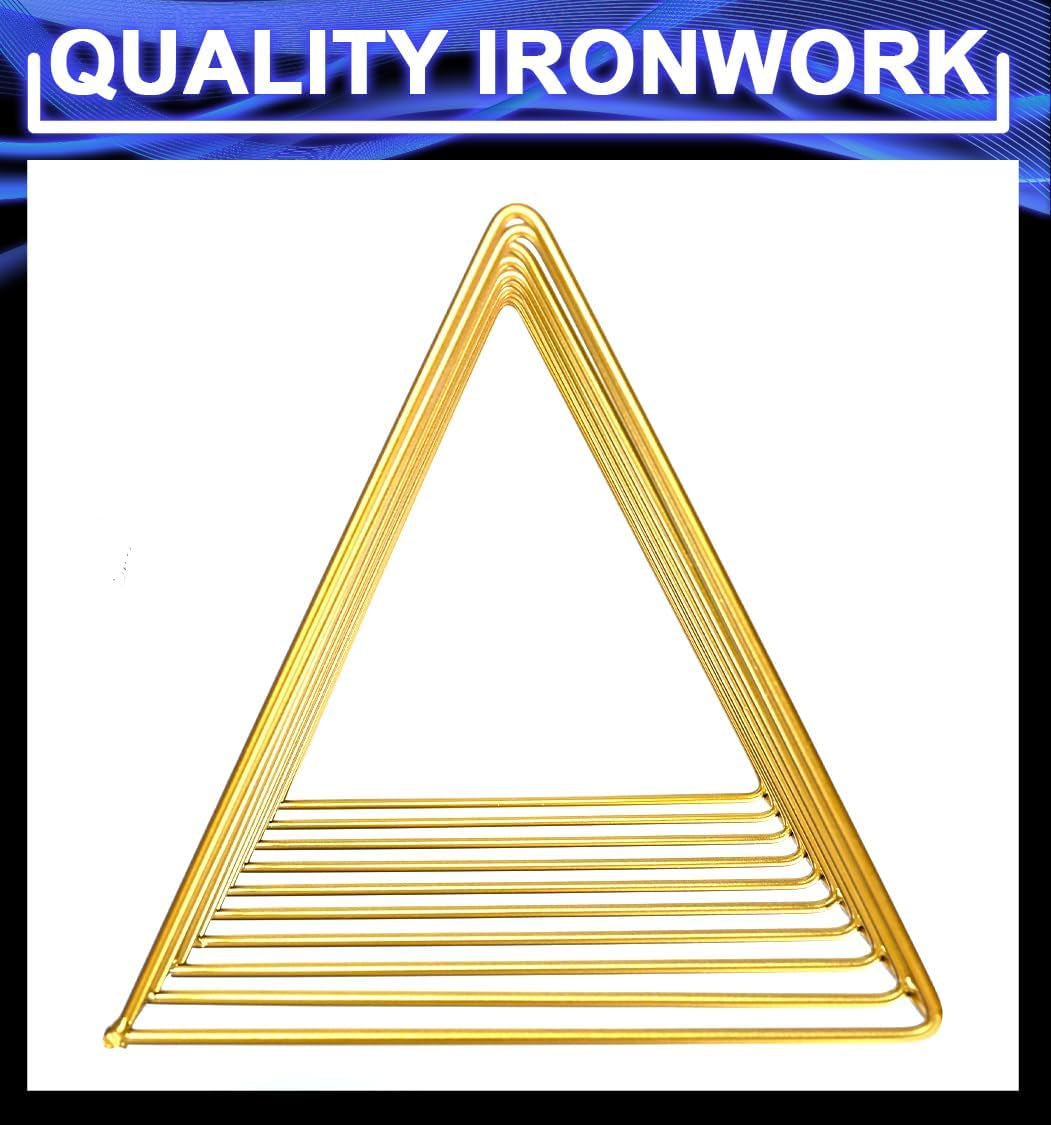 9 Slot Record Holder,Desktop Vinyl Record Storage Holds up 30 Lps,Metal Magazine Holder Triangle File Holder for Office Homer,Golden