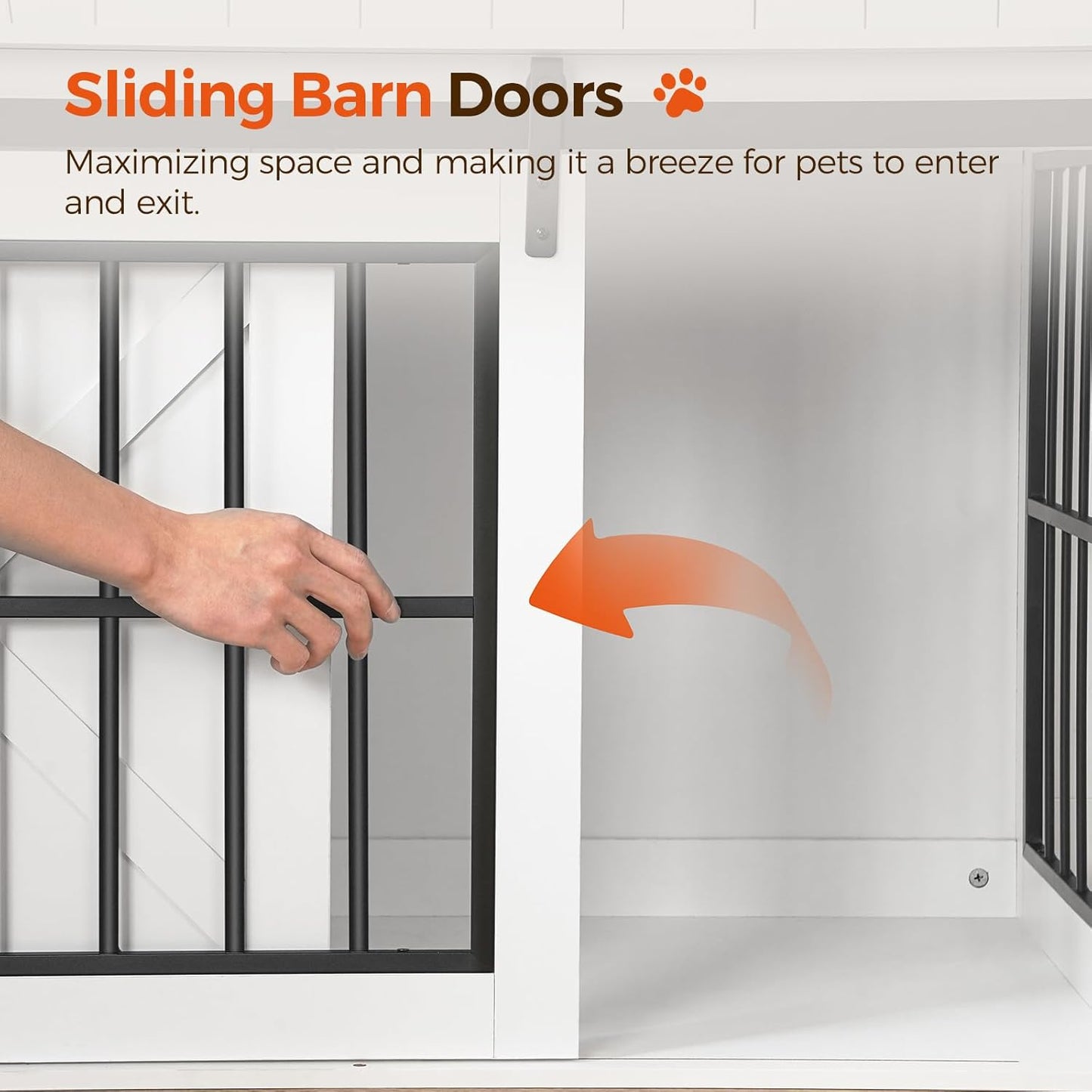 Dog Crate Furniture for 2 Dogs, 63" Heavy Duty Dog Kennel with Sliding Barn Door, Wooden Double Dog Crate with Divider for Small Medium Dogs, Indoor Dog Cage TV Stand, White DCHW16001N1