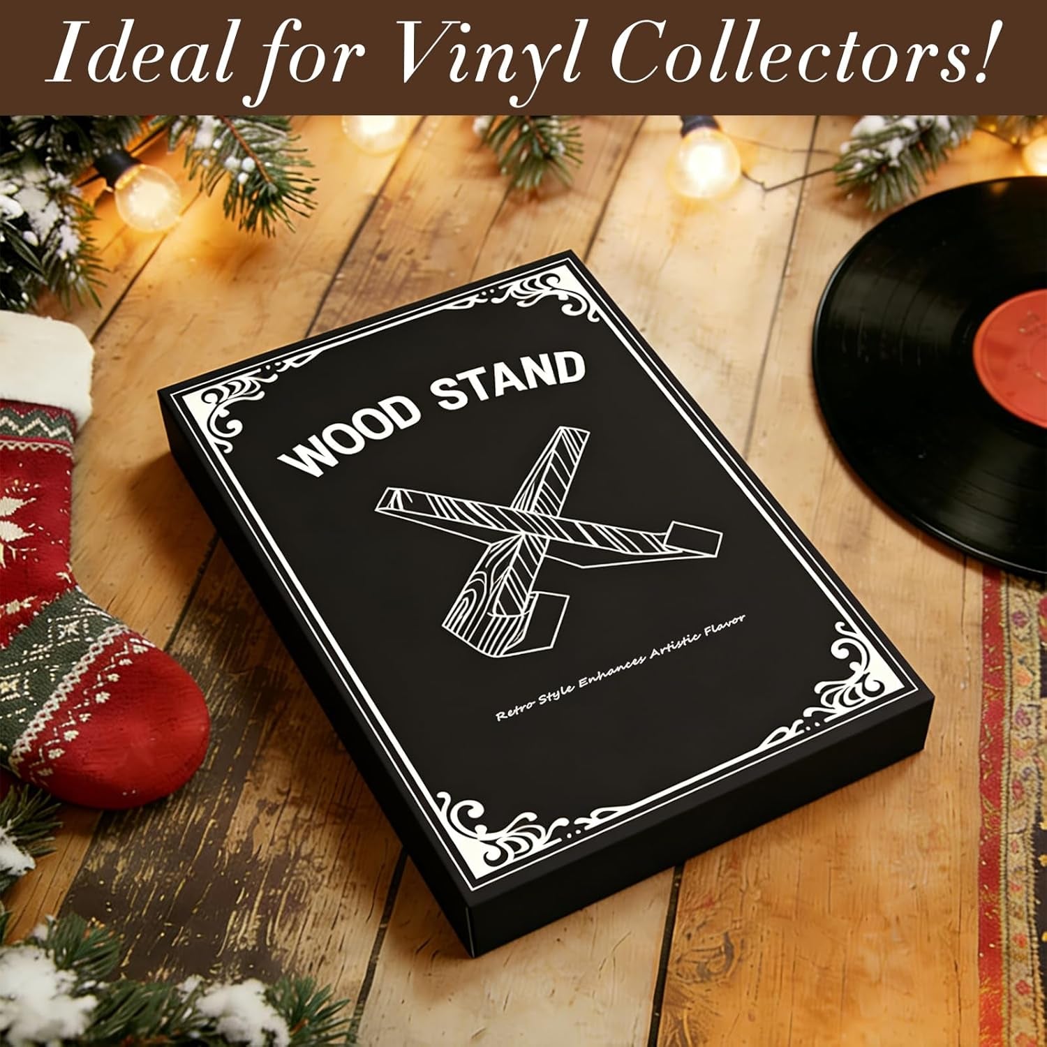 Now Playing Vinyl Record Stand, Single Wood Vinyl Record Display, 1 Second Assemble Now Spinning Stands, LP Player Accessories, Wooden Album Stand, Plate Holders for Displaying, Gifts for Record Lover