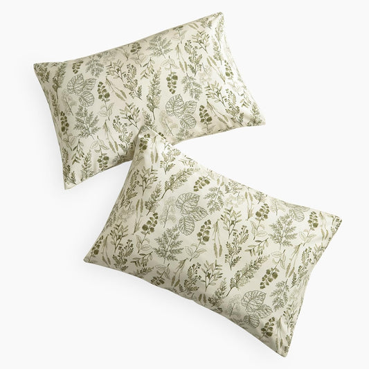 - Floral Pillow Cases, Botanical Vintage Flower Shabby Chic Coquette Cottagecore Aesthetic, Set of 2 Soft Pillowcases Pillow Shams Covers, Olive Green, King Size 20X36 Inches