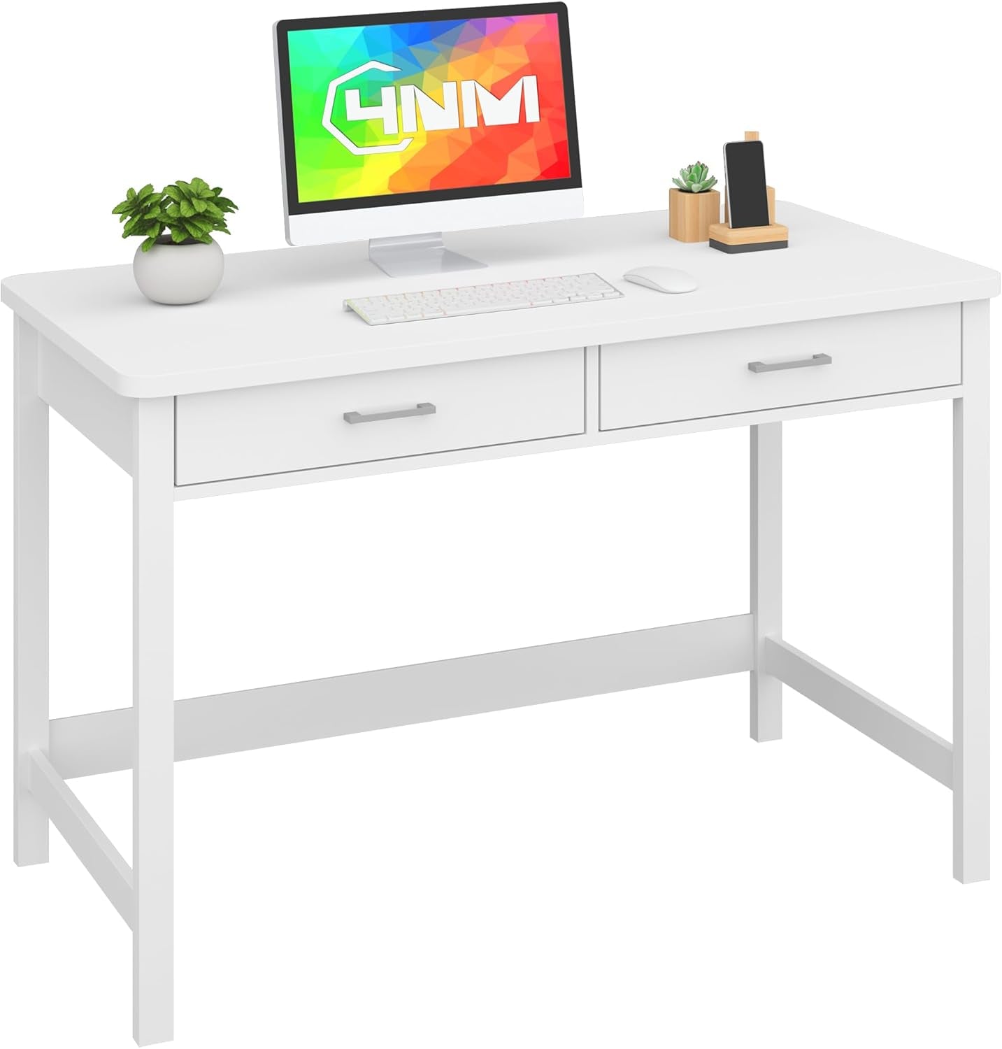 39.4" Computer Desk with Drawer, Morden White Home Office Desk, Study Writing Table with Storage for Small Spaces,Vanity Desk Makeup Table for Bedroom - White