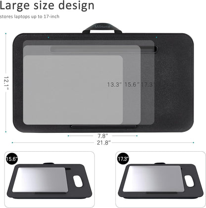 Lap Desk, Lap Desk with Cushion, Fits up to 17 Inch Laptop, Pillow Designed, Portable Laptop Stand with Tray, Pad & Phone Holder, Home Office for Bed/Couch/Car/Reading/Writing, (Black)