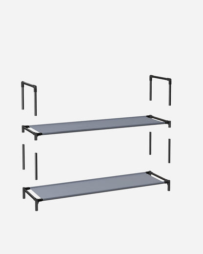 Shoe Rack, 10-Tier Shoe Shelf, Shoe Storage Organizer, 11 X 17.7 X 68 Inches, Metal Frame, Non-Woven Fabric Shelves, for Entryway, Bedroom, Gray ULSH010G01