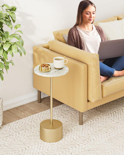 Gold Drink Table Pedestal, round Side Table, Drink Tables for Small Spaces, Pedestal End Table, Small Pedestal Table