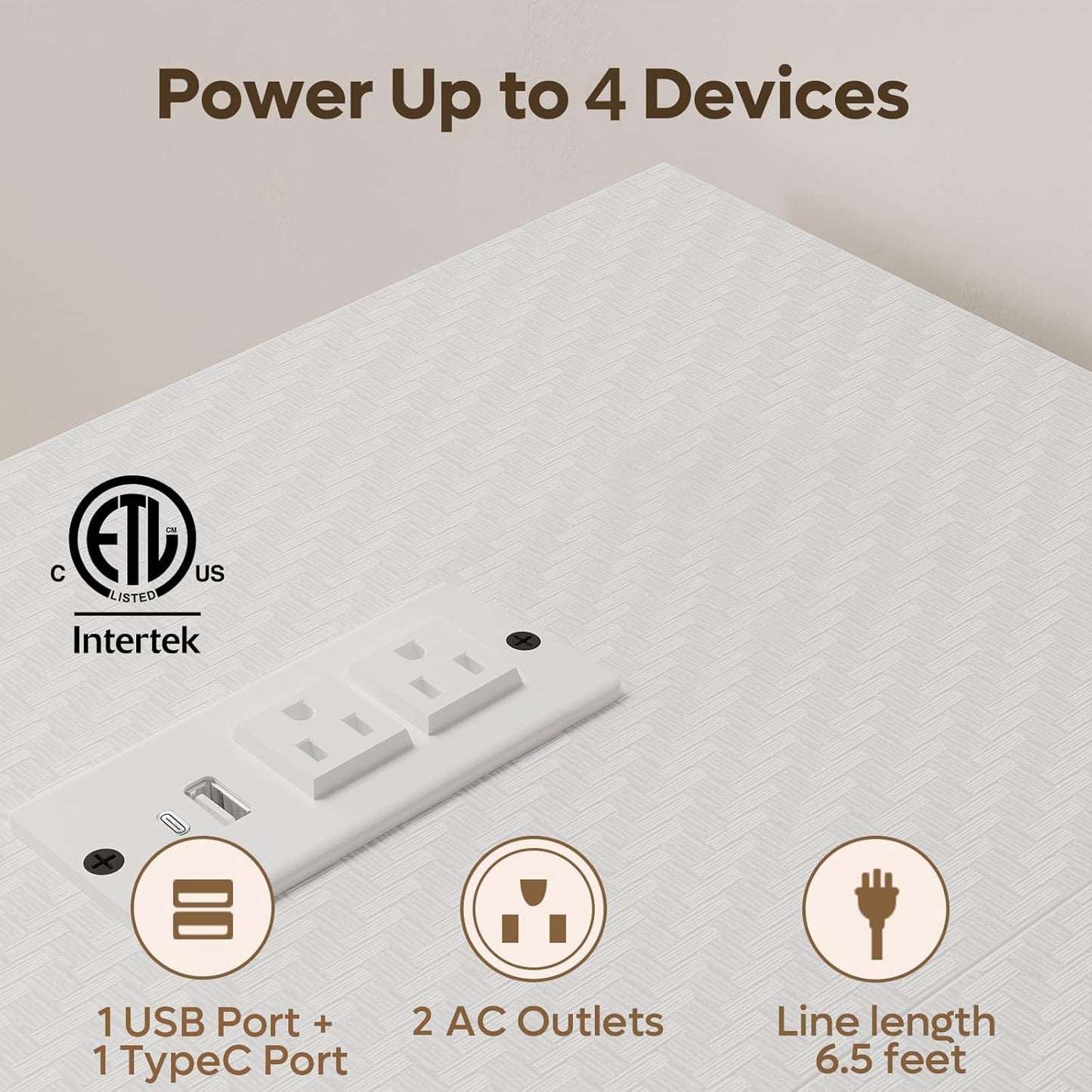 White Computer Desk with Charging Port & LED Strip,42 Inch Modern Gaming Desk with Reversible Storage Shelves,Small L Shaped Desk with Hooks for Home Office