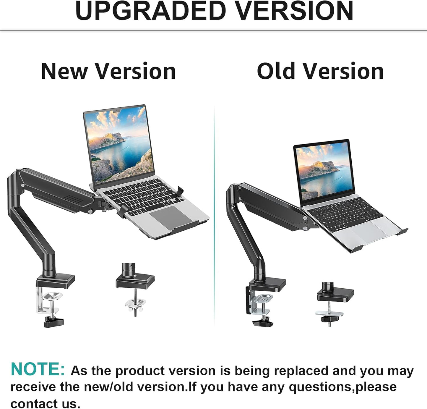 Laptop Arm Mount for Desk, 2 in 1 Function Monitor Laptop Stand, Fits Max 17" Notebook and 32" Computer Screen, Aluminum Single Monitor Holder with Adjustable Tray, Holds up to 22Lbs