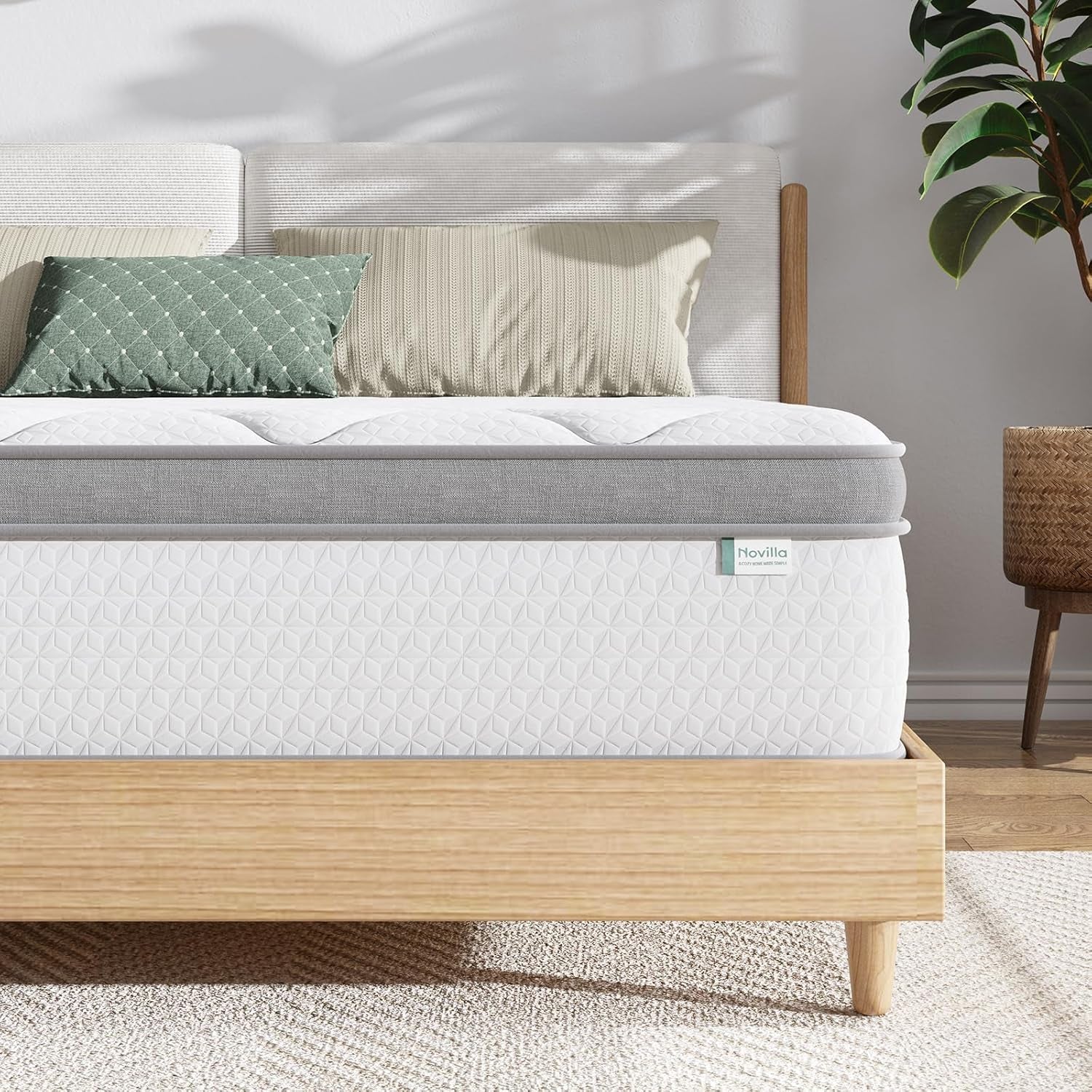 Twin Mattress, 10 Inch Twin Hybrid Mattress for Kids, Pocket Innerspring Pillow Top Mattresses for Motion Isolation, Pressure Relief & Edge Support, Medium Firm Feel