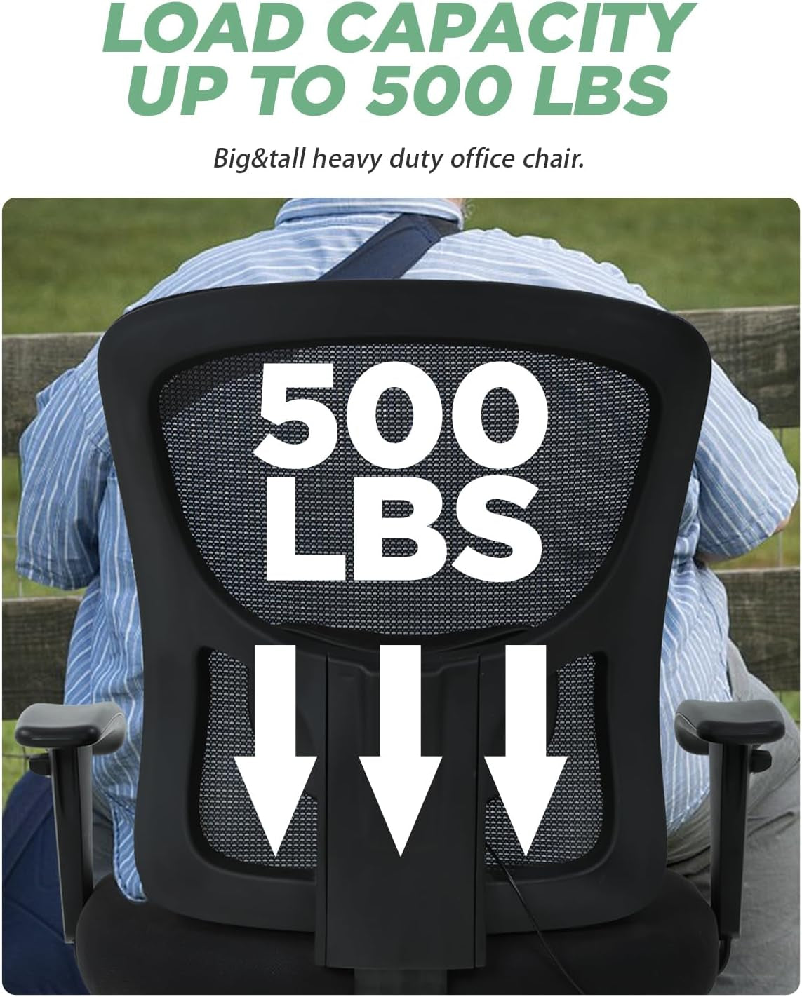 Big and Tall Office Chair 500Lbs Desk Chair Mesh Computer Chair with Lumbar Support Wide Seat High Back Task Executive Ergonomic Chair for Home Office (Black)