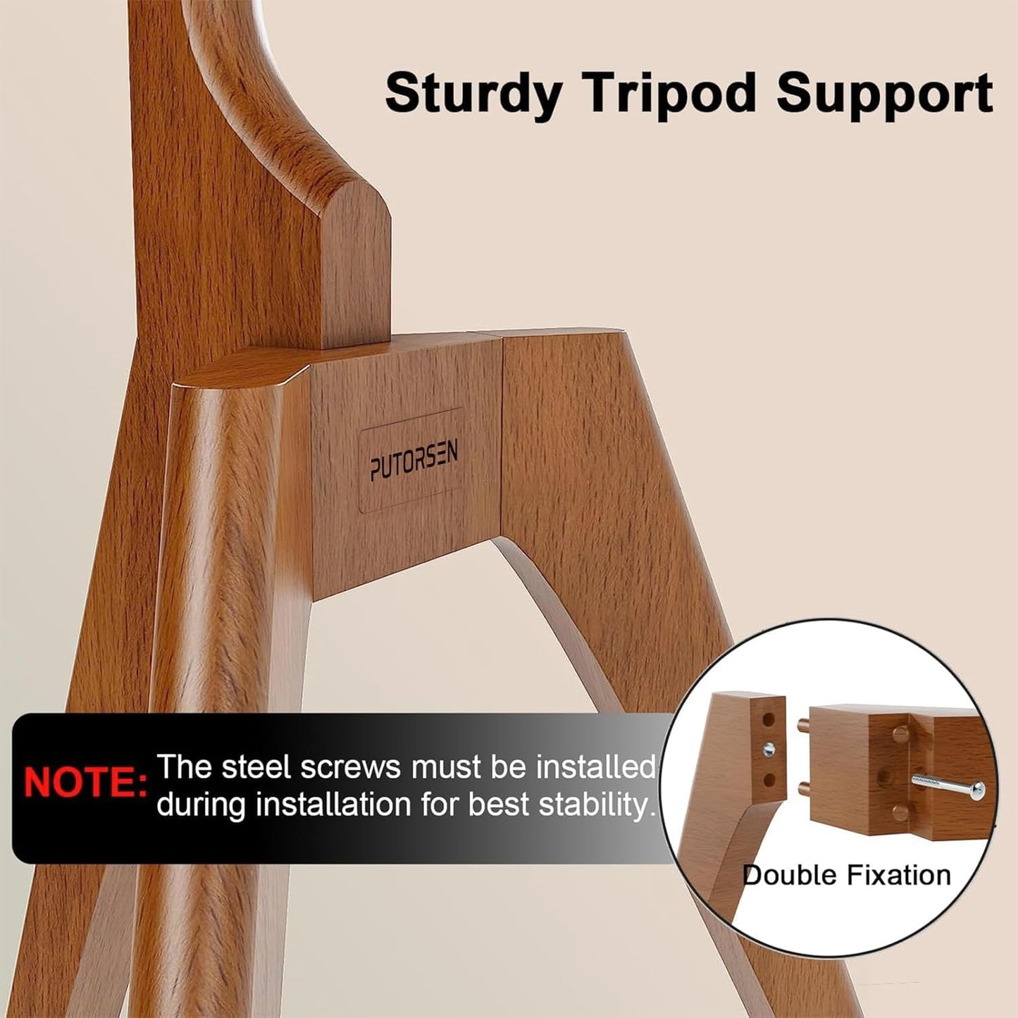 Premium Wood Easel TV Stand, Adjustable TV Tripod Stand for 45-65 Inch LED LCD Screen, with Top TV Shelf and Magnetic Concealed Cable Management, Max Load 88Lbs, Walnut