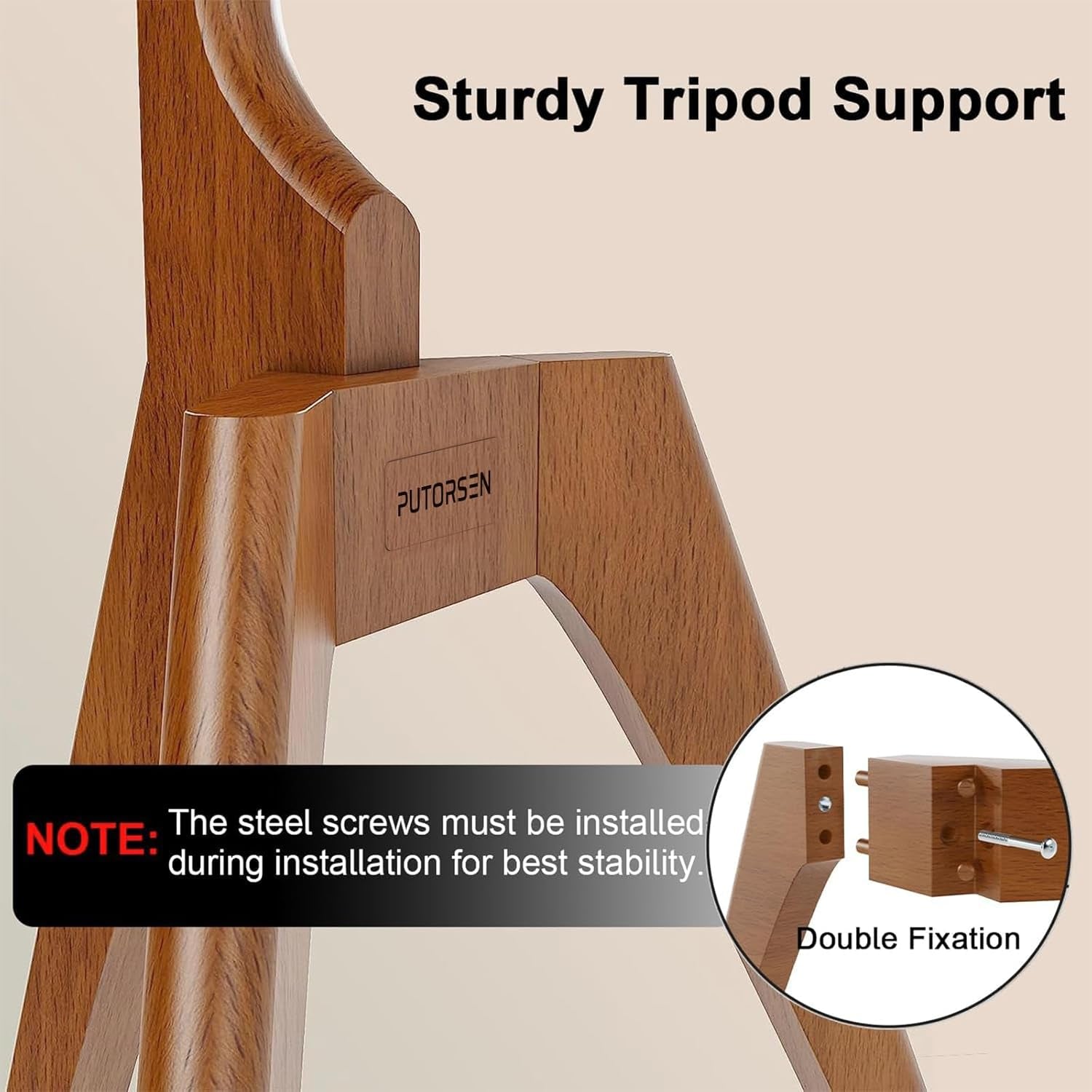Premium Wood Easel TV Stand, Adjustable TV Tripod Stand for 45-65 Inch LED LCD Screen, with Top TV Shelf and Magnetic Concealed Cable Management, Max Load 88Lbs, Walnut