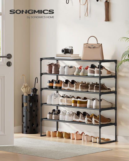 Shoe Rack, 5-Tier Shoe Organizer, Metal Storage Shelf, Upright or Upside Down, for 20-25 Pairs, Stackable, for Entryway, 11.8 X 36.2 X 35.4 Inches, Black ULSA305BH01