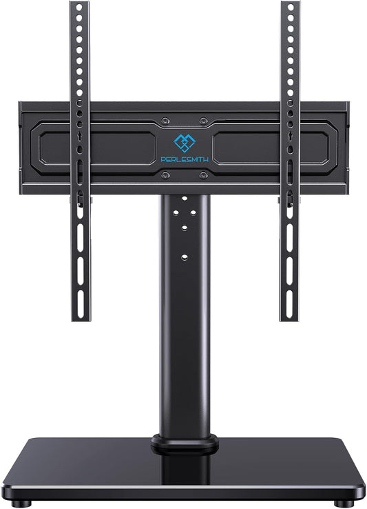 Universal Swivel TV Stand for 24-60 Inch Tvs up to 99 Lbs, 12 Height Adjustable Table Top TV Stand, TV Base Stand with Tempered Glass Base, Max VESA 400X400Mm, PSTVS33