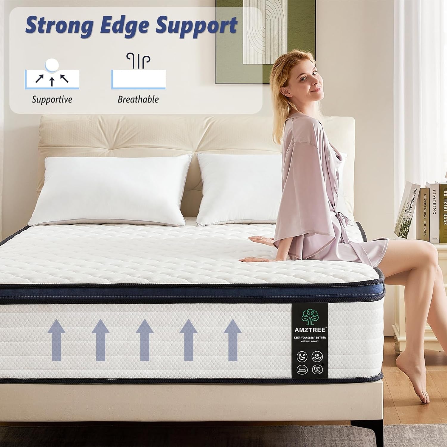 Queen Mattress 12 Inch Mattress Queen Size - Memory Foam & Pocket Coils Springs, Pressure Relief, Medium Firm Comfort, Motion Isolation, Ideal for All Sleep Positions, Certipur-Us Certified