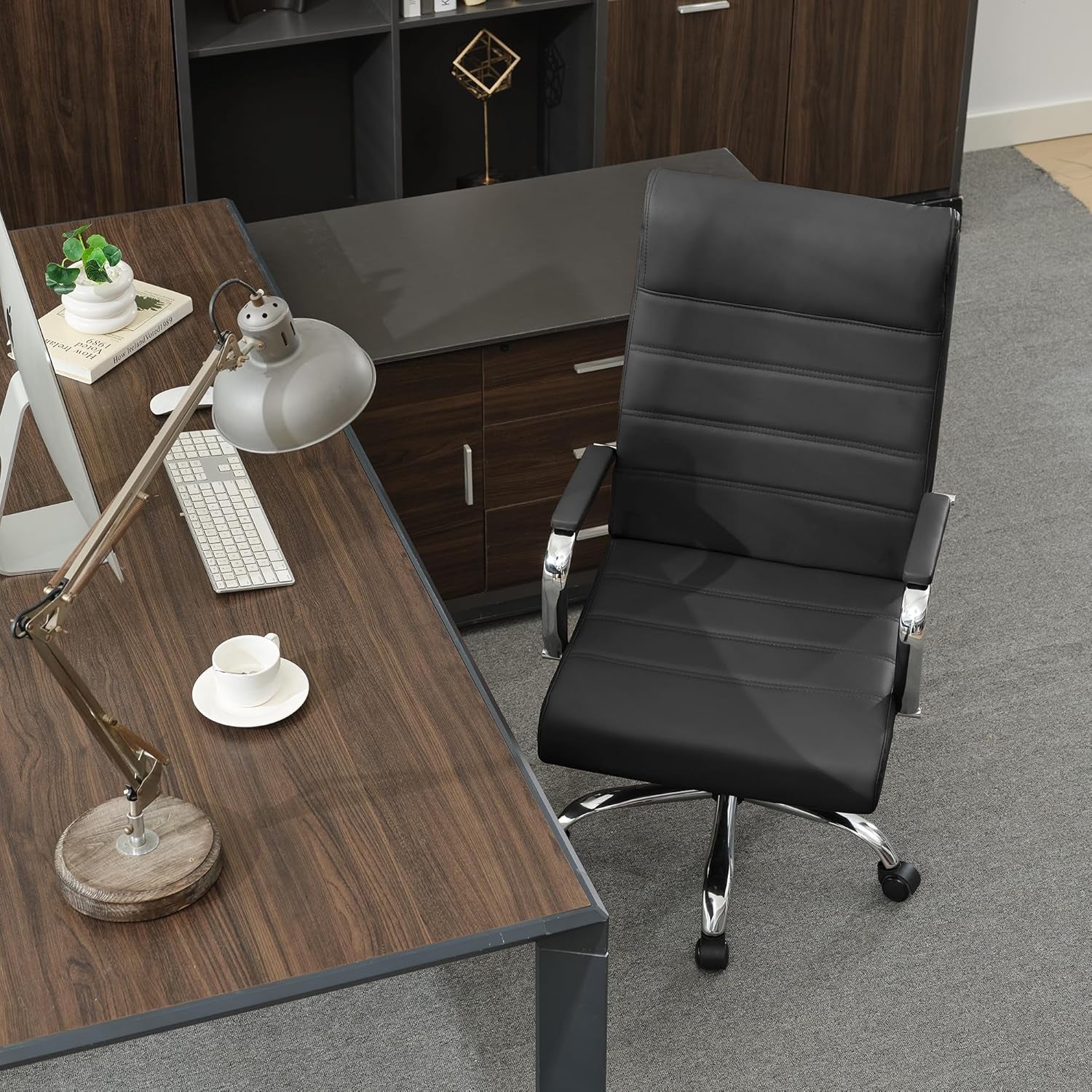 Office Desk Chair,Modern Leather Conference Room Chairs,High Back Ergonomic Home Ofiice Chair,Adjustable Height Swivel Executive Computer Chair with Padded Seat and Armrest