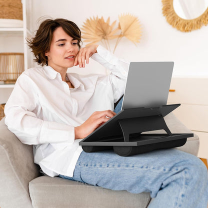 Adjustable Laptop Stand with 8 Angles - Dual Cushion Desk for Sofa, Bed, Car or Work Table by