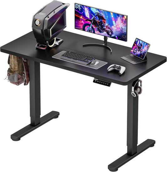 Electric Standing Desk, 55" X 24" Height Adjustable Desk, Rustic Brown Sit to Stand Desk Memory Gaming Computer Workstation for Home Office