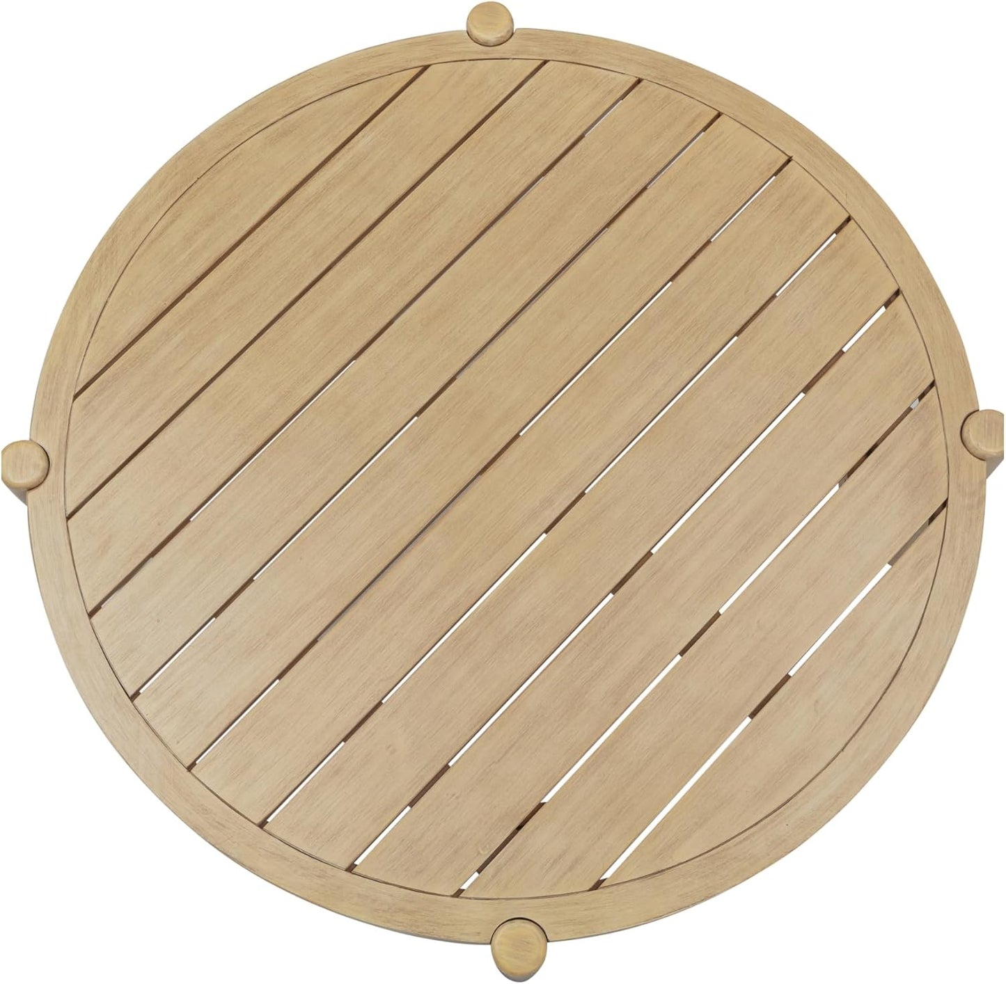 Bora round Outdoor Coffee Table, Farmhouse Wood Coffee Table for Patio or Porch, Solid Acacia Wood