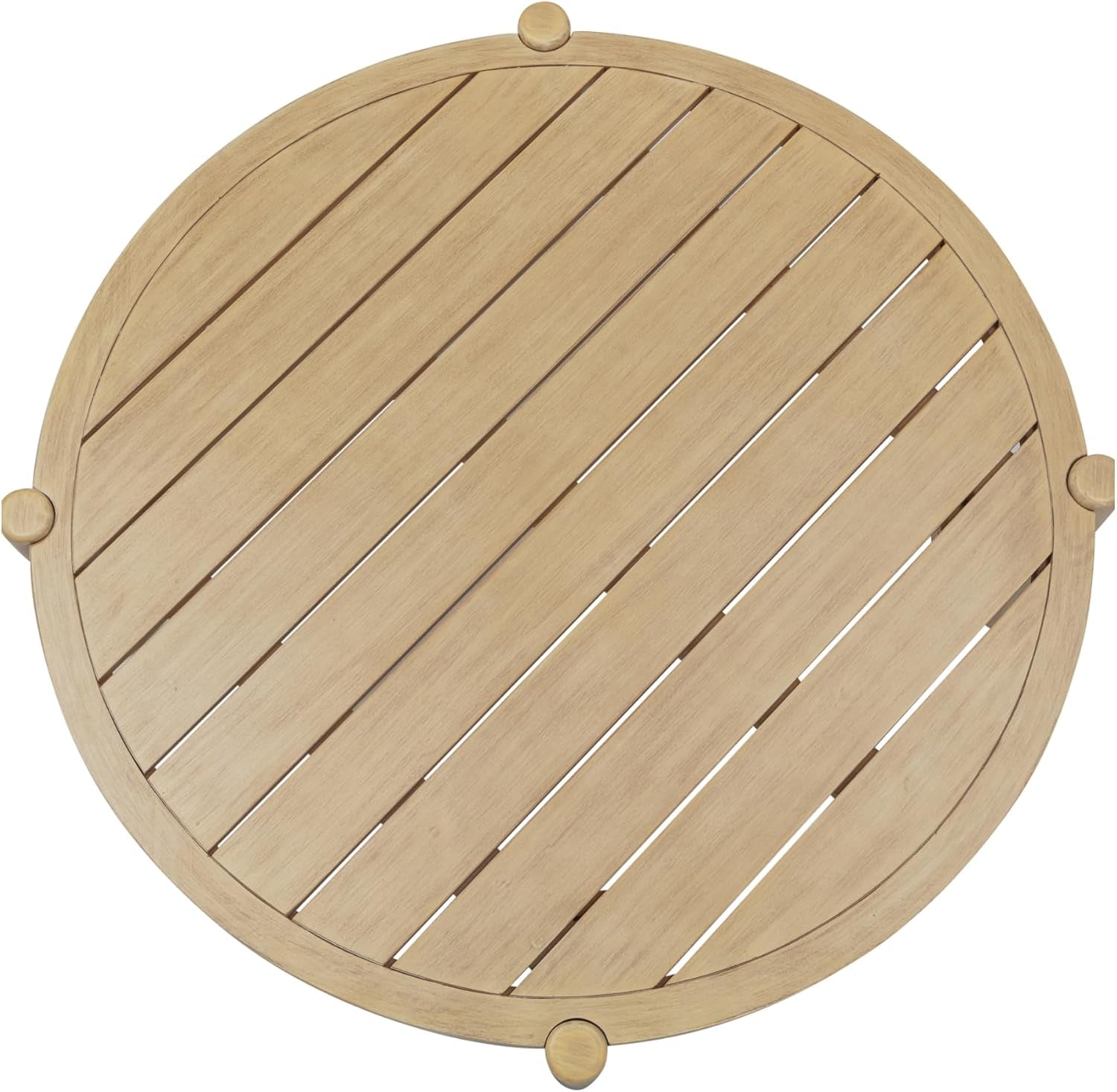 Bora round Outdoor Coffee Table, Farmhouse Wood Coffee Table for Patio or Porch, Solid Acacia Wood