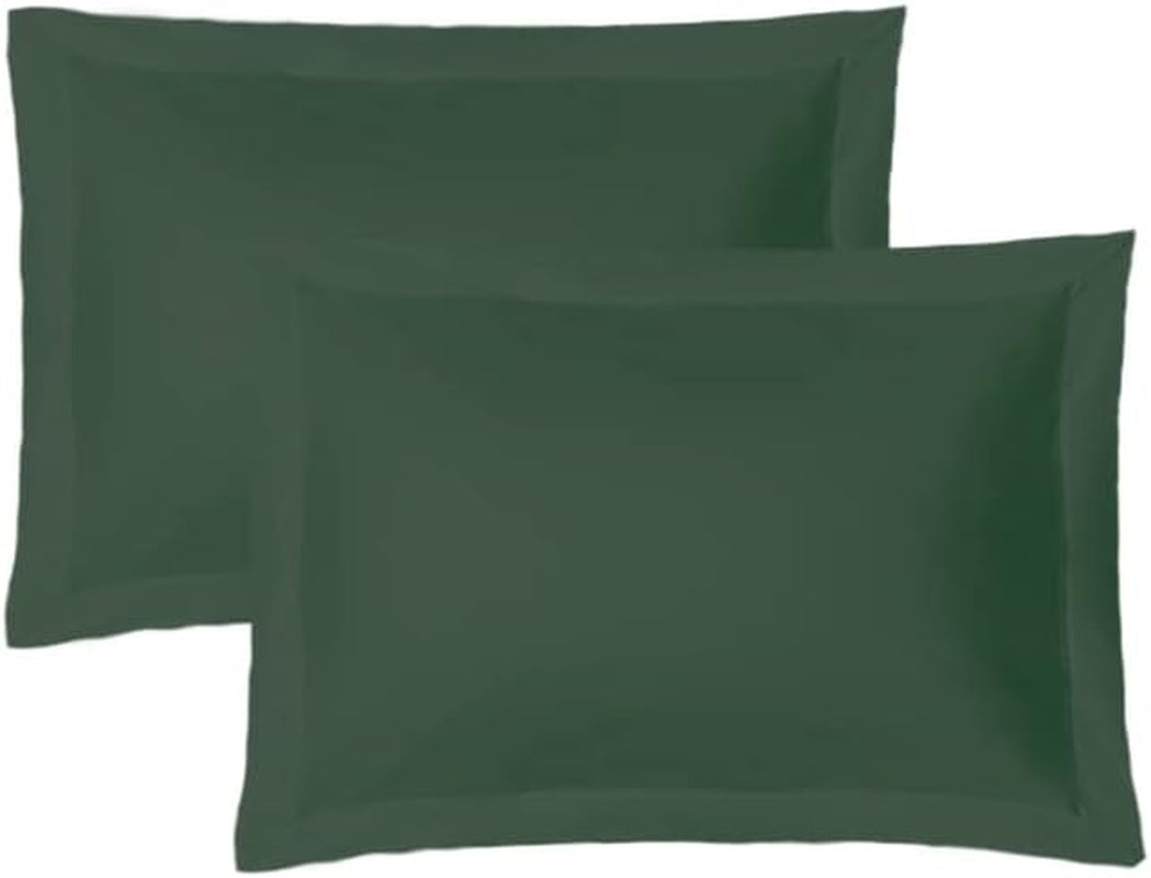 Soft and Breathable 100% Egyptian Cotton Envelope Pillow Shams, Silk like and Cozy Decorative Pillow Covers, Set of 2, Dark Green, King