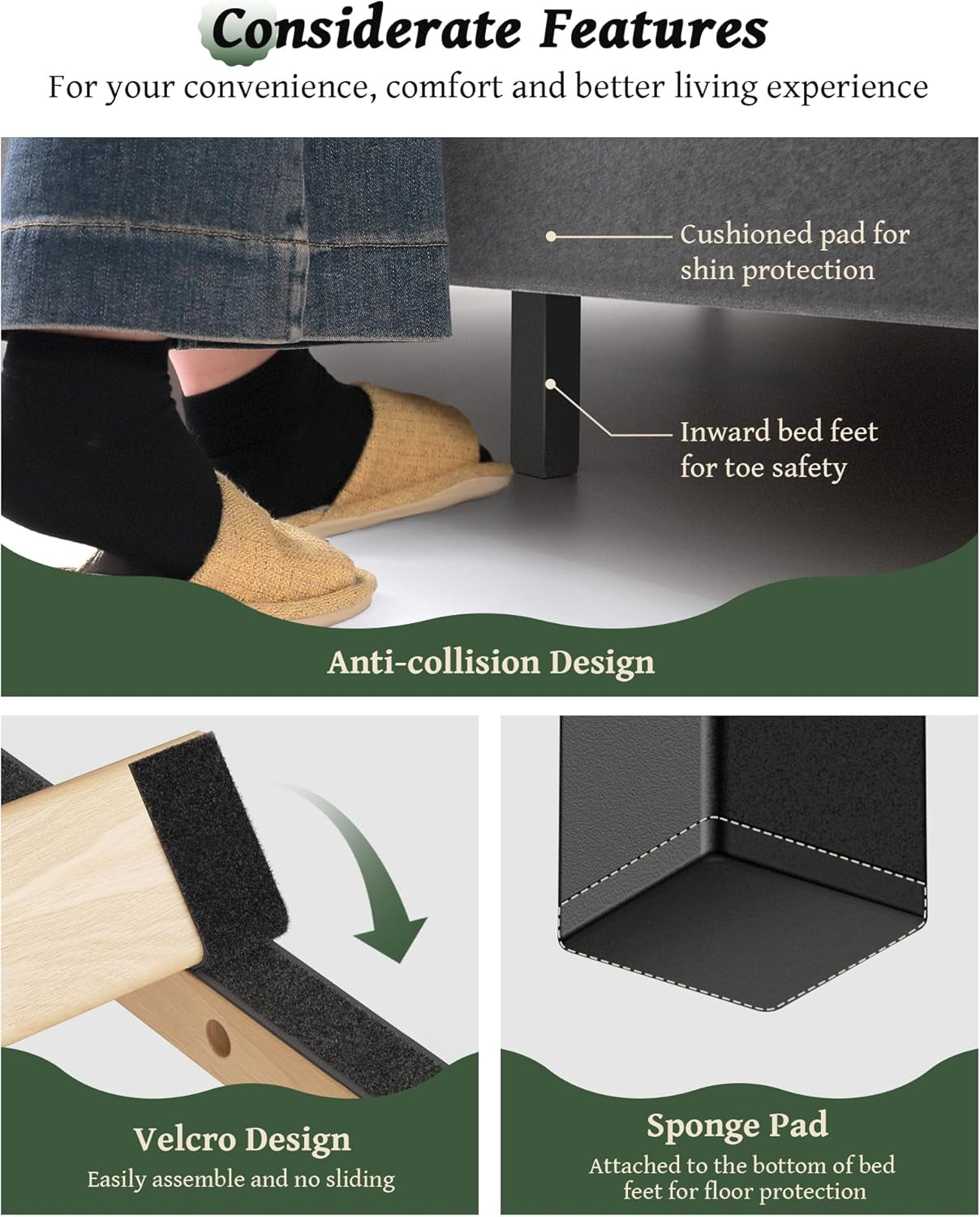 King Size Bed Frame with 56" Headboard - Velvet Upholstered Wingback Platform Bed Frame, Noise Free, Sturdy Wooden Slat Support (Deep Gray, King)