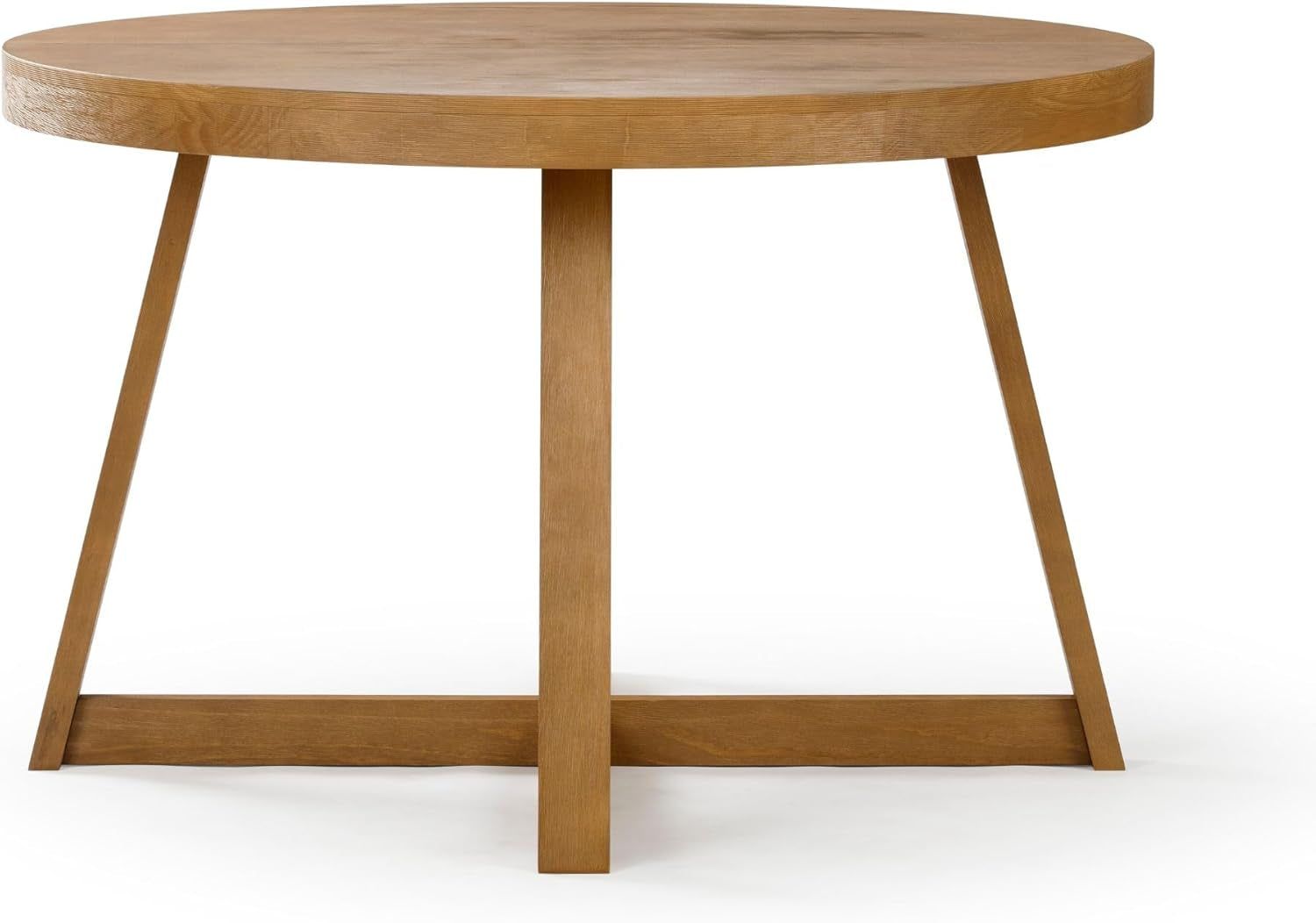 round Dining Table, 47 Inch Solid Wood Kitchen Table, Farmhouse round Table for 4, Small Dinette Table, Pecan Wirebrush