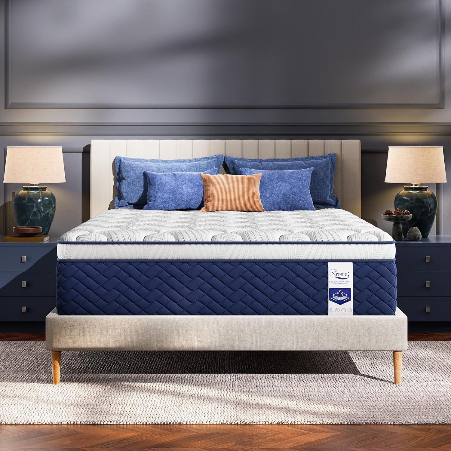 Queen Mattress 14 Inch - Hotel Collection Hybrid Mattress with 5-Zone Support, Luxury Sleep Comfort, Extra Back & Hip Support, Fiberglass-Free, Certipur-Us Certified, 365-Night Trial