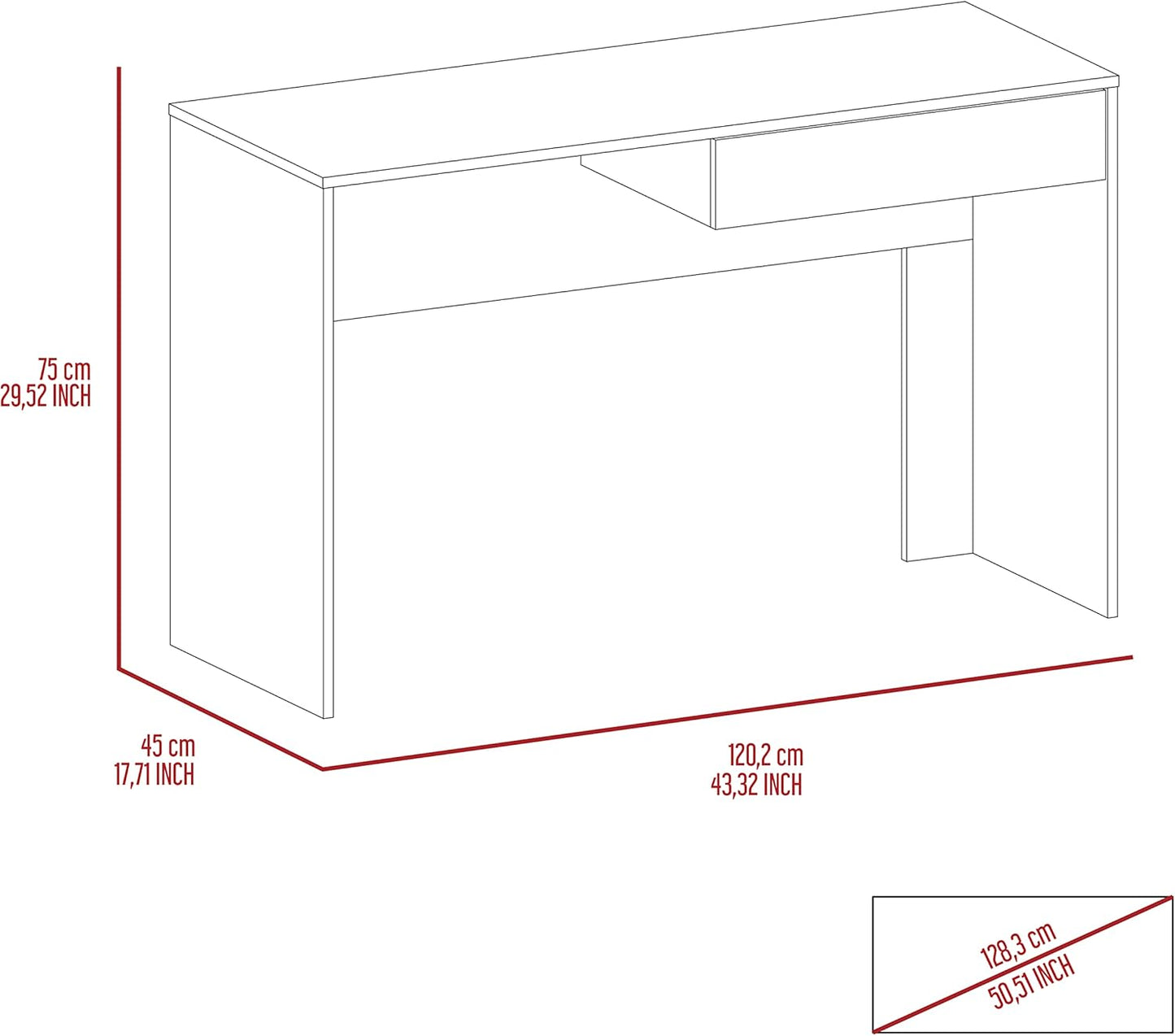 Wenge 1-Drawer Computer Desk