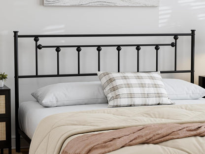 Metal Full Size Headboard, Adjustable Height, Full Headboard Only for Bedroom, Rustic Farmhouse Style, Attach Frame, Easy Assembly, Black