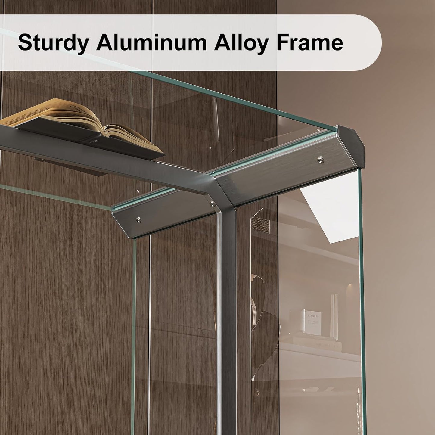 Modern Clear Tempered Glass Computer Desk, 51.2" Home Office Writing Desk with Metal Frame, Minimalist Transparent Executive Desk for Gaming, Study