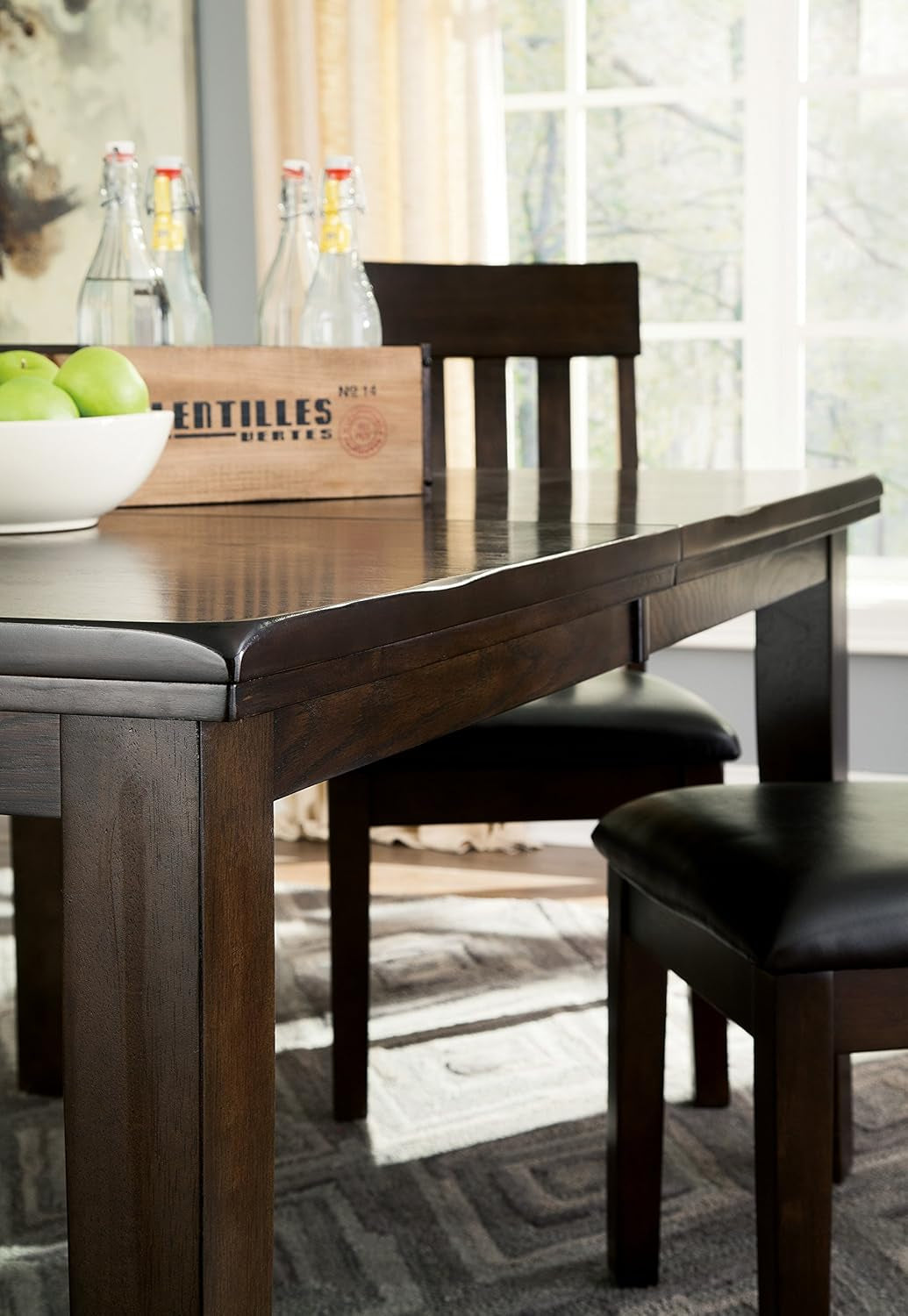 Haddigan Traditional Rectangular Dining Extension Table, Seats up to 8, Dark Brown