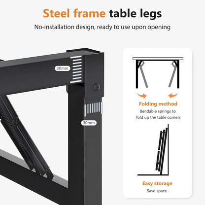 Computer Desk Folding Table 39.4 Inches Writing Desk for Small Space Study Table Laptop Desk No Assembly Required Teak&Black