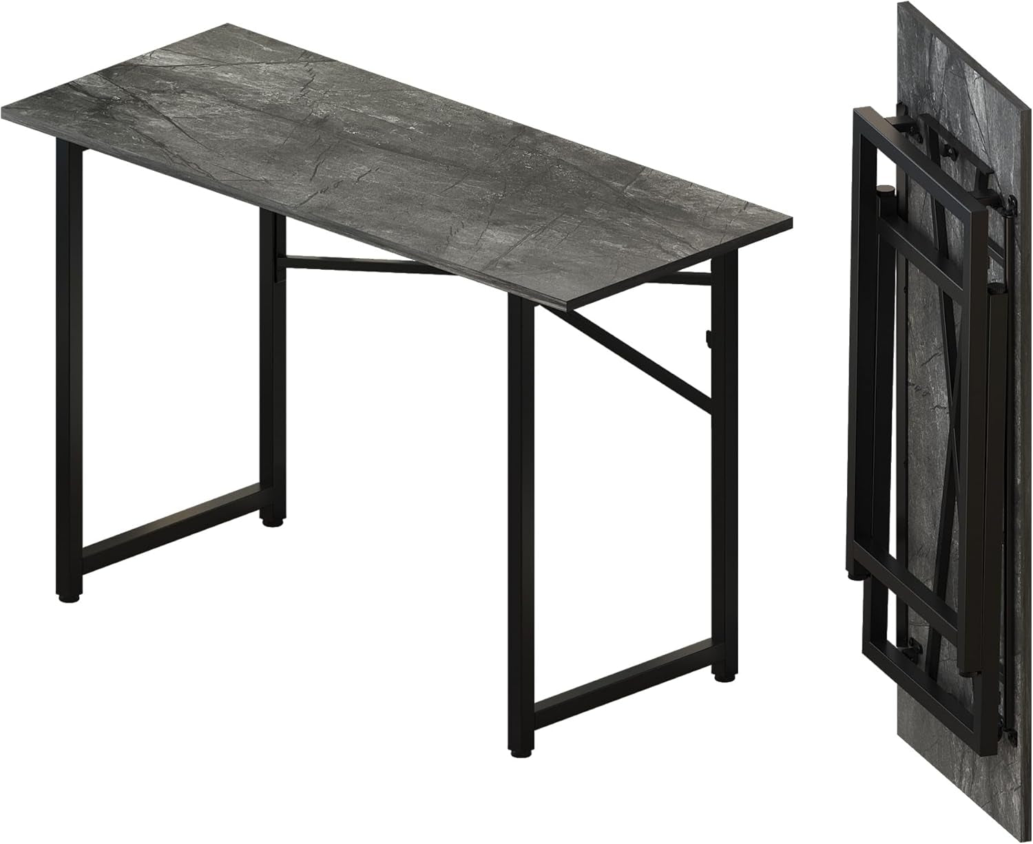 Folding Computer Desk 47 Inch Writing Gaming Computer Camping Table, No Assembly Required Home Office Desk, Grey