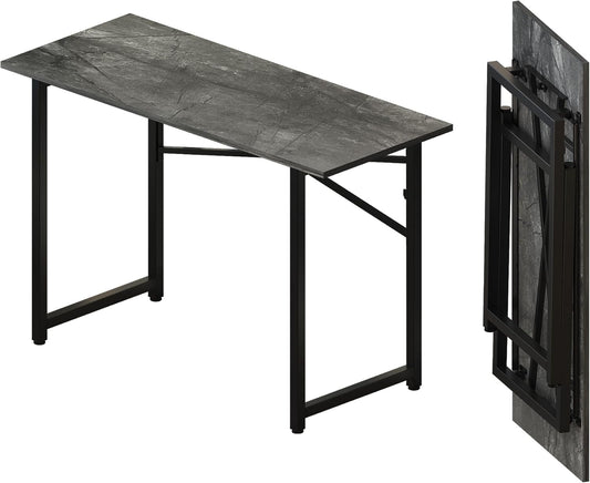 Folding Computer Desk 47 Inch Writing Gaming Computer Camping Table, No Assembly Required Home Office Desk, Grey
