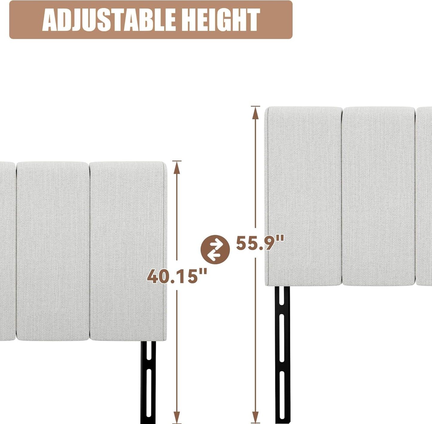 King Headboard Upholstered Headboards for King Size Bed Headboard Panels Adjustable Height Grayish White Linen Head Board
