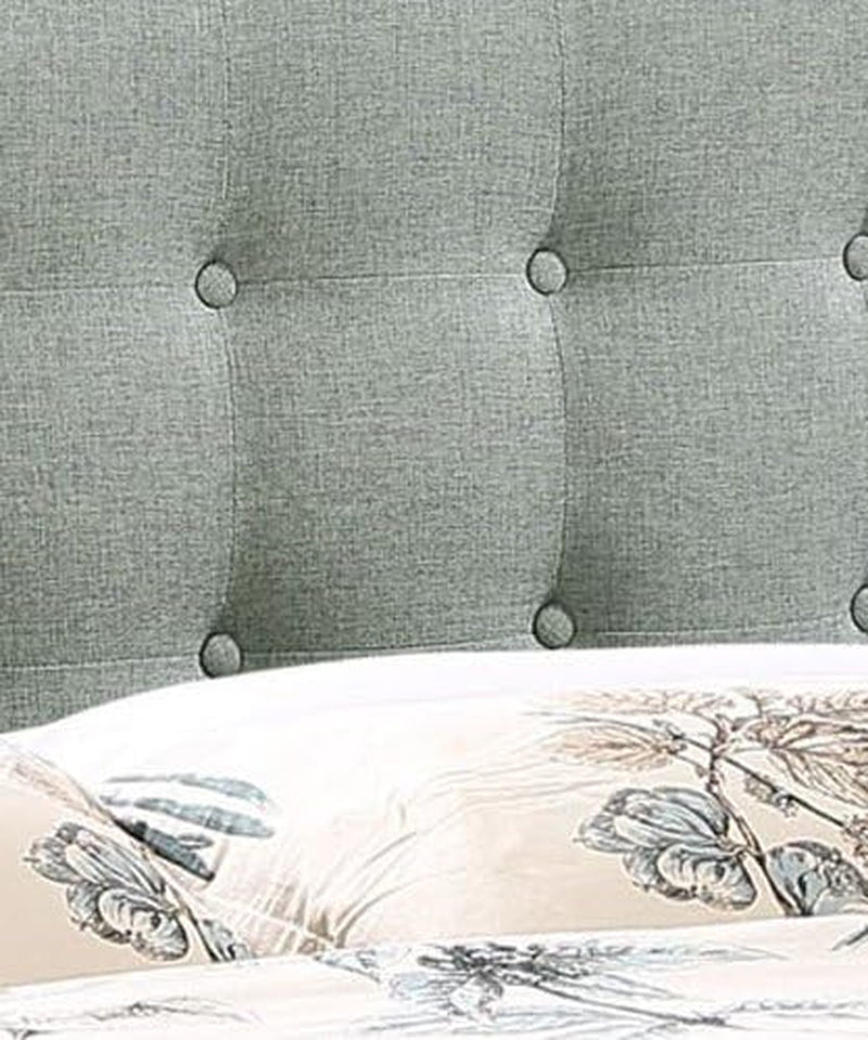 Emily Tufted Button Linen Fabric Upholstered Full Headboard in Gray
