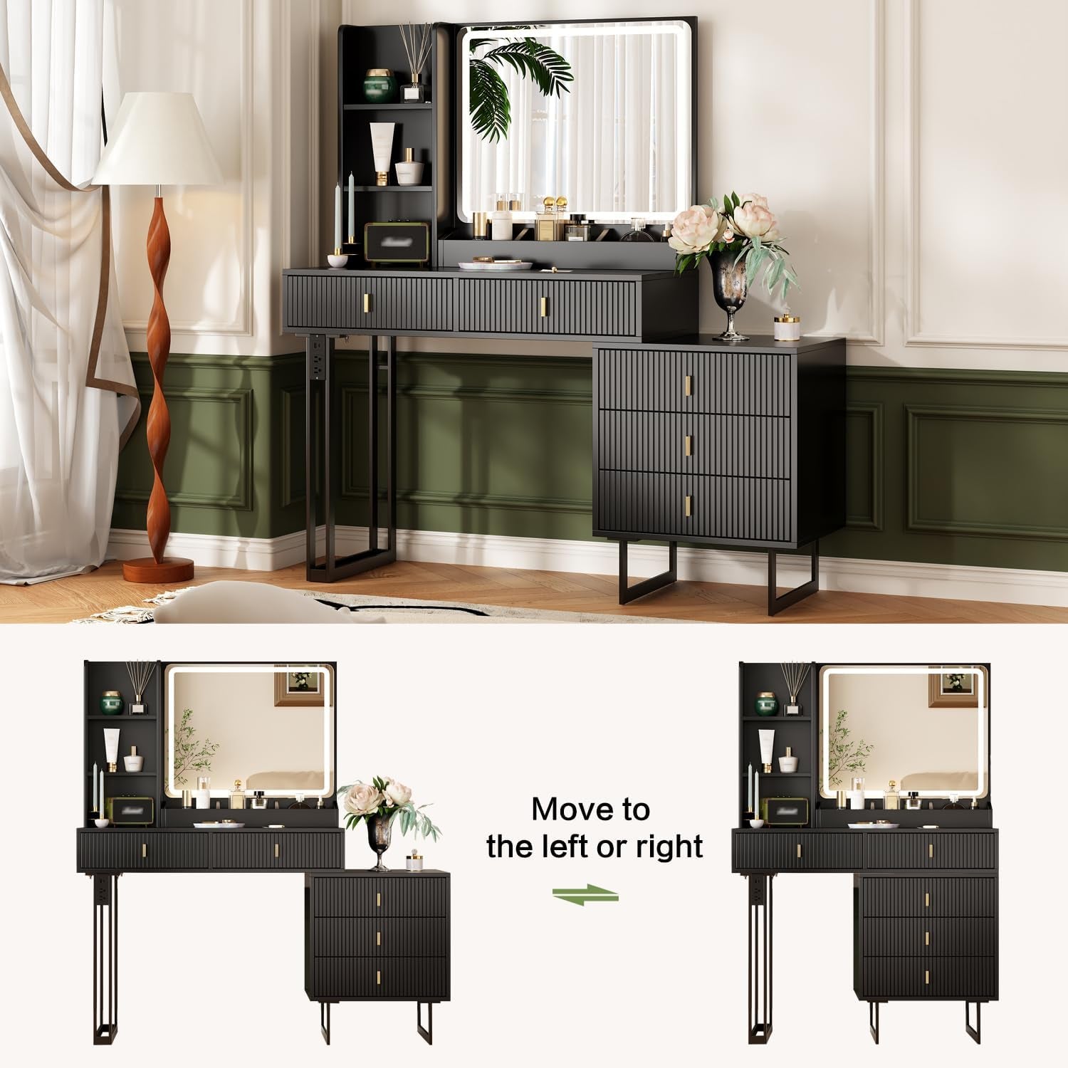 Makeup Vanity Desk with Lights, Vanities VT-89012