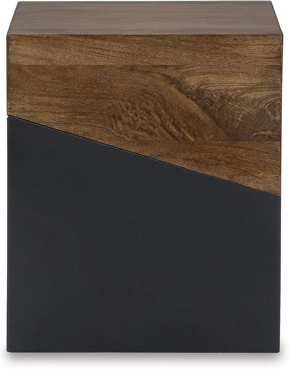 Trailbend Eclectic Accent End Table, Brown & Gunmetal