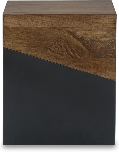 Trailbend Eclectic Accent End Table, Brown & Gunmetal