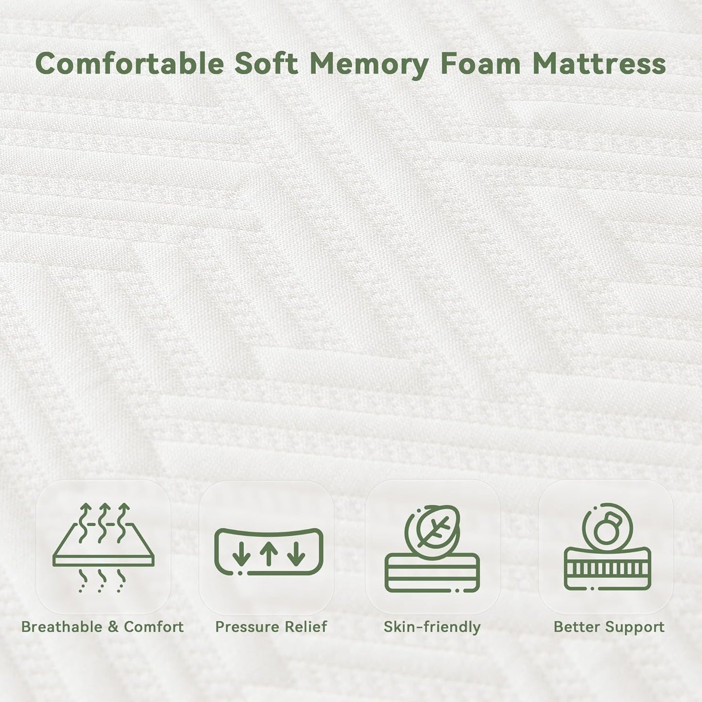 Twin Mattress, 6 Inch Memory Foam Twin Size Mattress in a Box with Washable Removable Cover, Soft and Comfortable, Pressure Relief, Medium Firmness