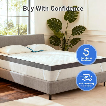 Extra Firm Mattress Topper: Queen Size 3 Inch, High Density Bed Topper, Extra Support for Pain Relief, Breathable Washable Cover with Anti-Slip Straps, Certipur-Us Oeko-Tex Certified 80X60