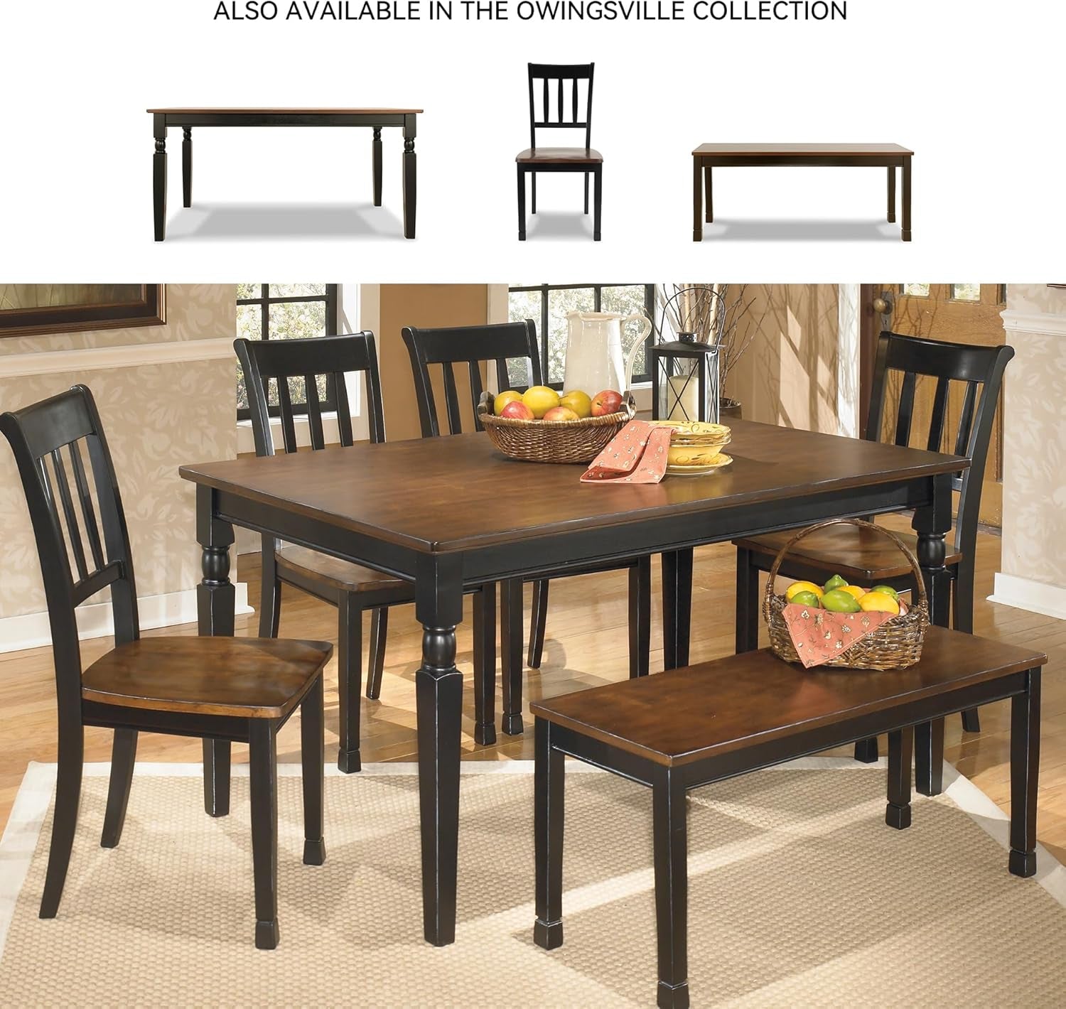 Owingsville Modern Farmhouse Dining Room Side Chair, Set of 2, Black and Brown