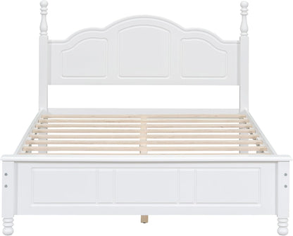3-Pieces Bedroom Sets,Full Size Wood Platform Bed Frame for Boys Girls Kids Adults Toddler and Two Nightstands-White