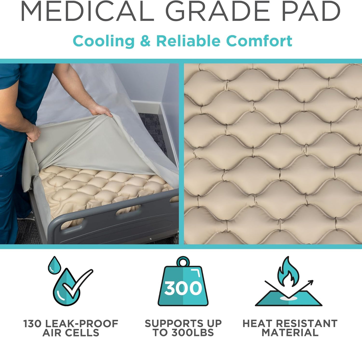 Alternating Air Pressure Mattress Pad - the Original Bed Sore Prevention Solution - Hospital Topper for Bedridden Patients - Includes Waterproof, Breathable Ulcer Cushion & Whisper Quiet Pump