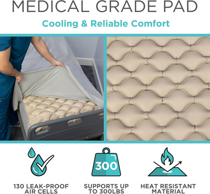 Alternating Air Pressure Mattress Pad - the Original Bed Sore Prevention Solution - Hospital Topper for Bedridden Patients - Includes Waterproof, Breathable Ulcer Cushion & Whisper Quiet Pump