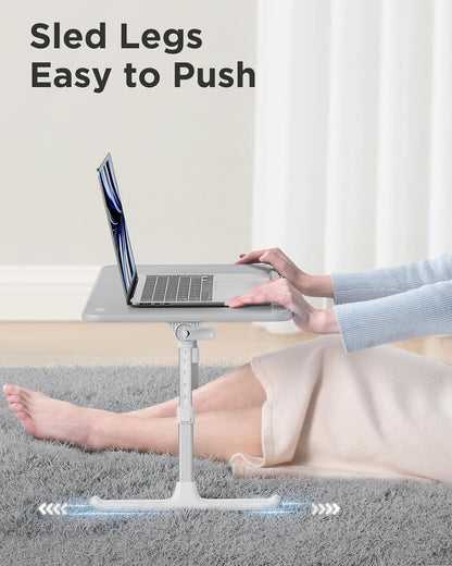 Leather Lap Desk Laptop Bed Tray Table, Adjustable Laptop Stand for Bed, Portable Lightweight Standing Desk for Writing Eating Reading Couch Sofa Floor for Adults Kids (20.5"*11.8",Gray)